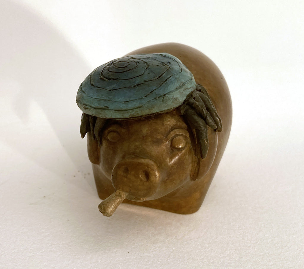 Cochon rasta - Bronze - Pièce unique