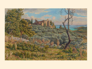 Henri Rivière - Tirage Provence: Bormes, le vieux château en 1925 -