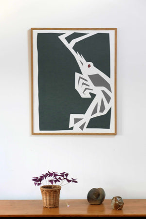 Anh Gloux sérigraphie crevette grise. poster affiche de décoration bretagne. artiste de concarneau. marque bretagne