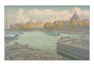 Henri Riviere série des paysages parisiens. INSTITUT. Paris travel poster. Carte postale Paris