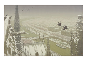 Henri Riviere série des paysages parisiens. Notre dame. Paris travel poster. Carte postale Paris