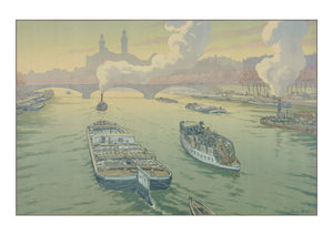 Henri Riviere série des paysages parisiens. Trocadero. Paris travel poster. Carte postale Paris