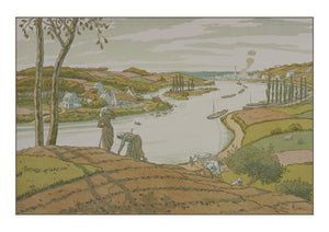 Henri Riviere carte postale LE FLEUVE des Aspects de la Nature. Marque Bretagne. Artiste decoration Bretagne