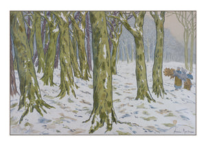 Henri Riviere carte postale le bois l'Hiver des Aspects de la Nature. Marque Bretagne. artiste decoration Bretagne