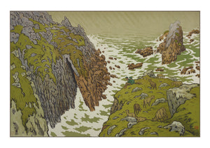 Henri Riviere carte postale la Falaise des Aspects de la Nature. Marque Bretagne. artiste decoration Bretagne