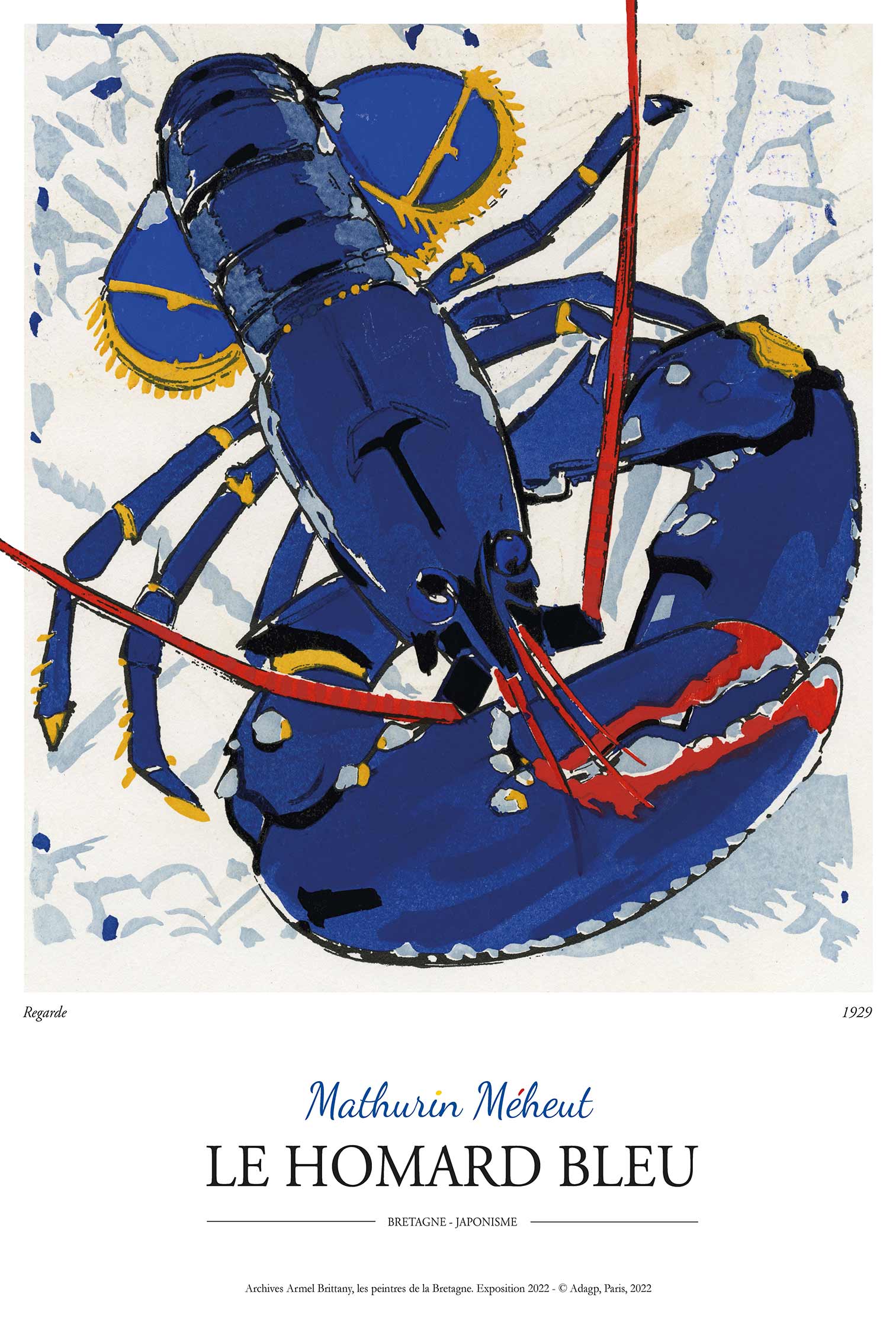 Mathurin meheut peintre officiel de la marine homard bleu regarde colette poster reproduction travel poster