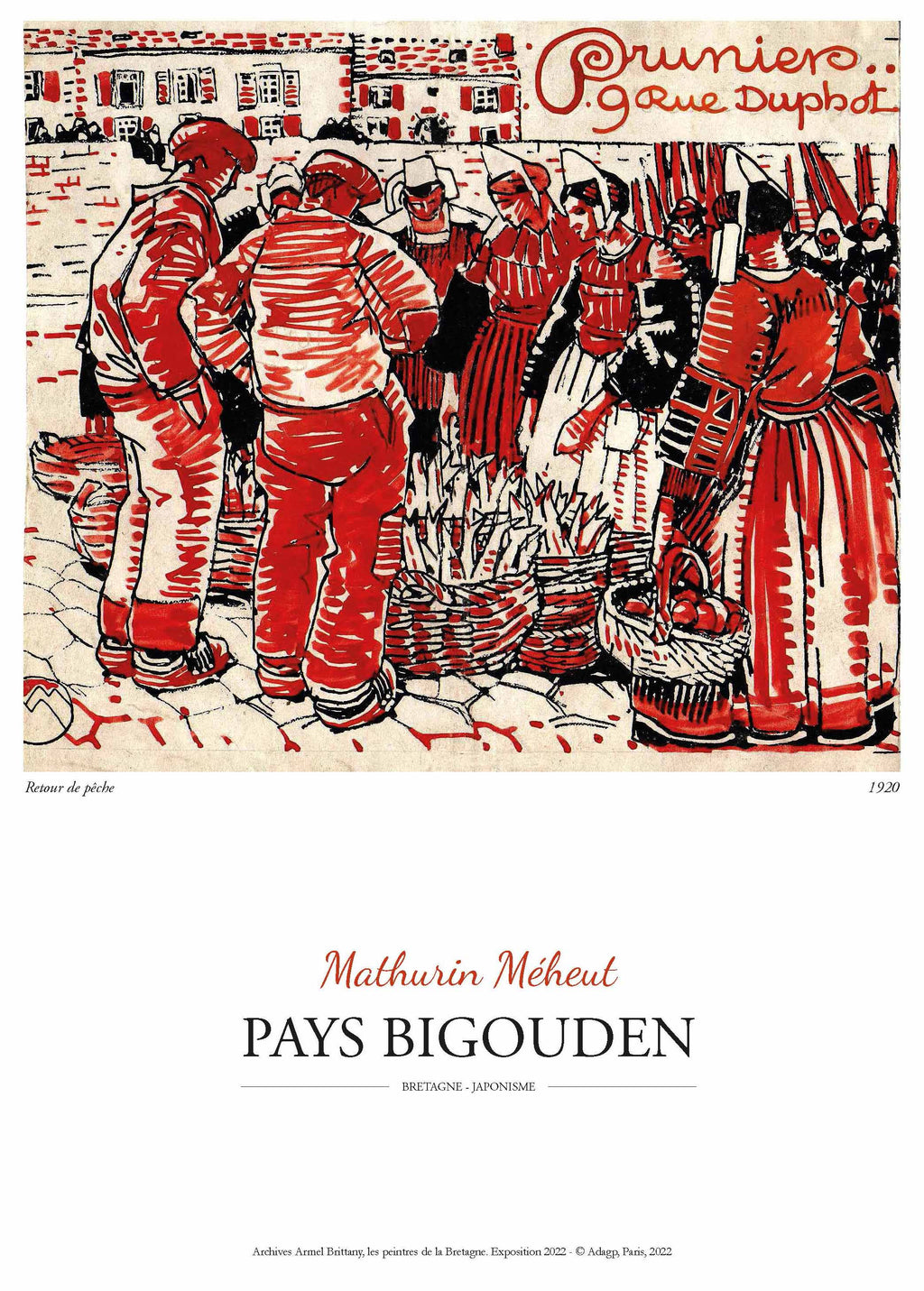 Mathurin Meheut poster de decoration pays bigouden. Marque Bretagne travel poster breton